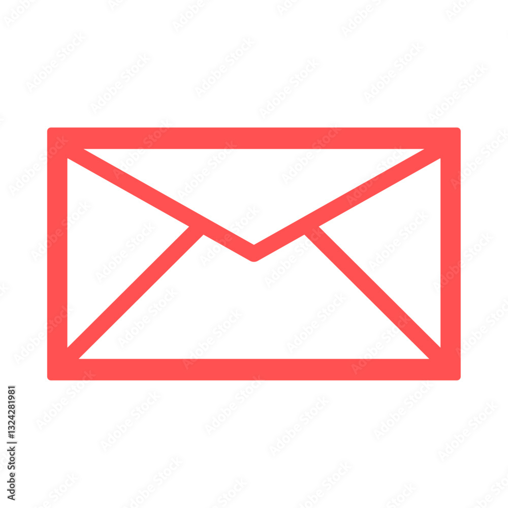 Red outlined mail icon isolated on a Represents communication sending and receiving letters or a message Red outlined mail icon isolated on a Represents communication sending and receiving letters or a message