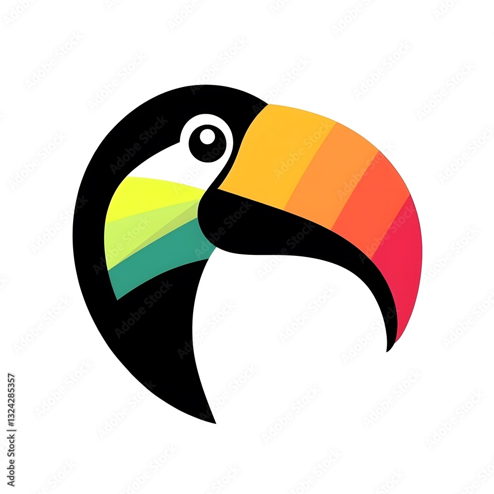 Fototapeta premium Isolated Colorful Tropical Cartoon Toucan Head Bird Icon Logo Symbol