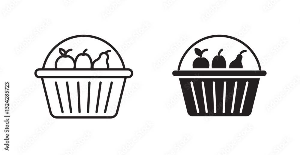 Fruit basket icons graphics vectors designs Fruit basket icons graphics vectors designs