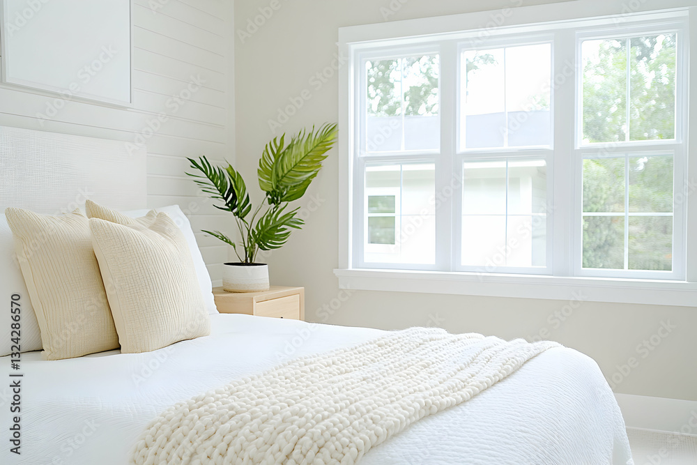 Fototapeta premium Cozy bedroom with natural light (1)