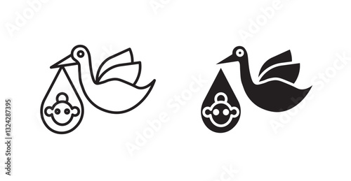 Stork with baby icons graphics vectors designs