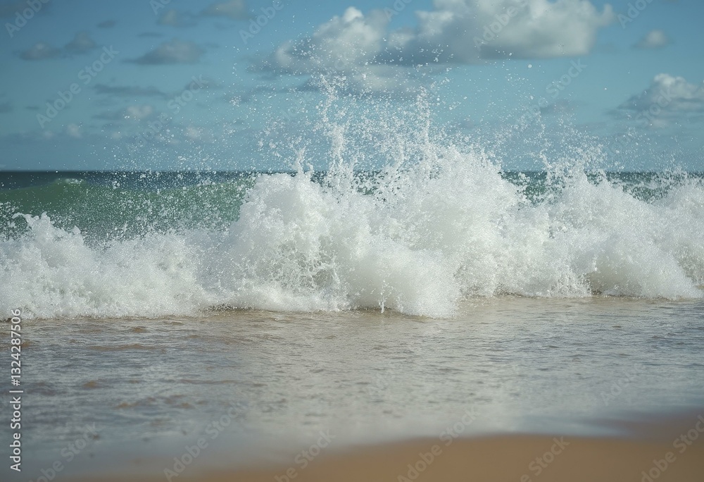 Water Splashing on Beach with Crashing Waves Water Splashing on Beach with Crashing Waves