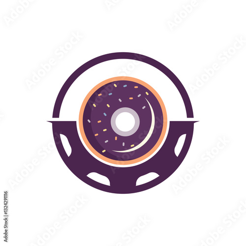 Donut gear vector logo design. Bakery logo design concept.