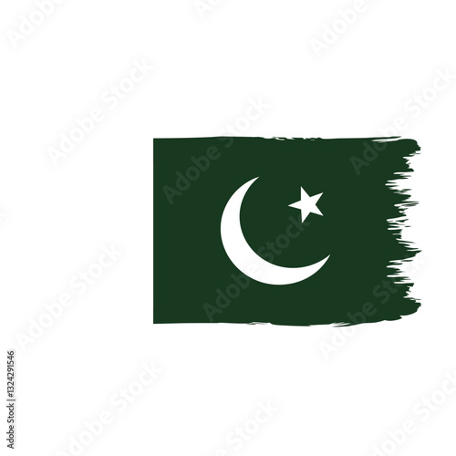 Adobe Illustrator Artwork, flag of pakistan waving in the wind, illustration, green flag, brush