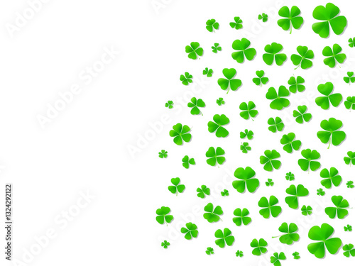 Celebratory St. Patrick’s Day Four Leaf Clover PNG on White Background, Ideal for Festive Designs and Green-Themed Decorations