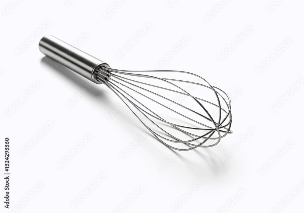 Stainless Steel Wire Whisk Isolated on White Background, Kitchen Utensil for Baking and Cooking Stainless Steel Wire Whisk Isolated on White Background, Kitchen Utensil for Baking and Cooking