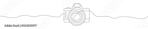 Hand drawn digital camera icon, one-line art drawing Camera, Camera continuous outline Vector illustration.