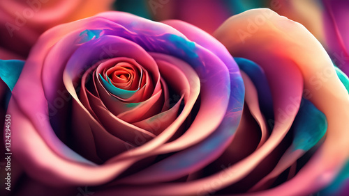 A close up of a pink rose art illustration design