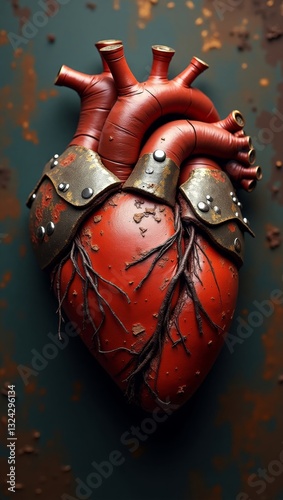 Broken Heart of Steel with Fiery Crack