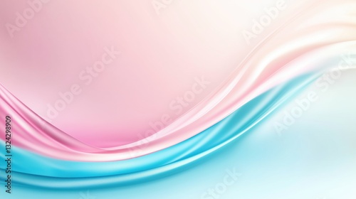 Soft pastel waves of pink and blue gracefully blend together in an abstract design creating a serene atmosphere for relaxation and creativity