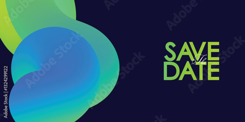Save the date banner Swirl Elements with Gradients. Carnival 3D Pattern. Can be used for business, marketing and advertising. logo graphic design of event summit for Technology and upcoming events.