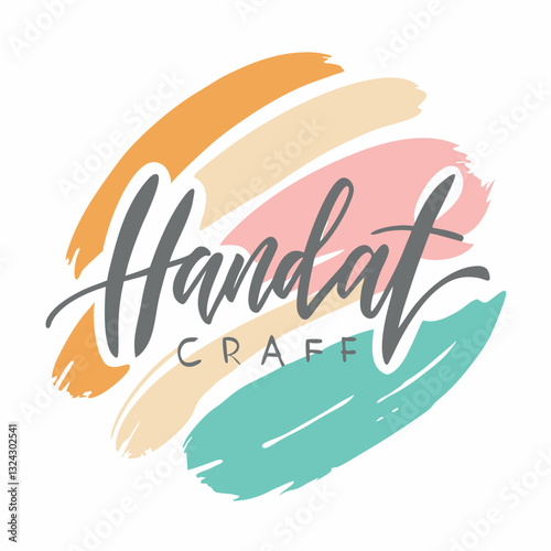 Handmade Craft Business Logo Featuring a Stylized Organic Brushstroke in Pastel Tones  
