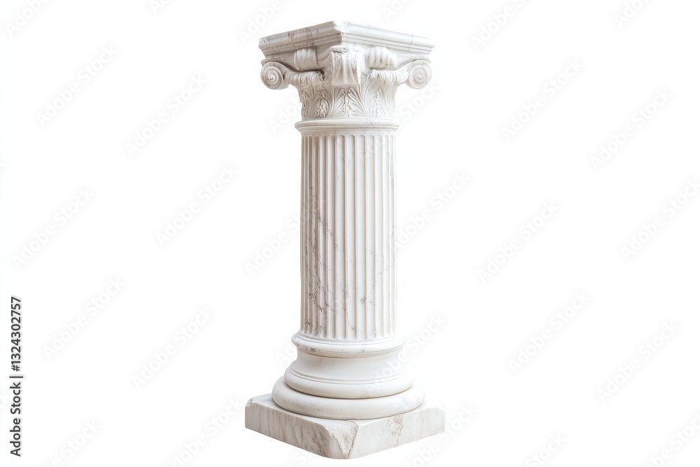 Elegant marble column standing in bright light showcasing intricate craftsmanship and design isolated on transparent background Elegant marble column standing in bright light showcasing intricate craftsmanship and design isolated on transparent background