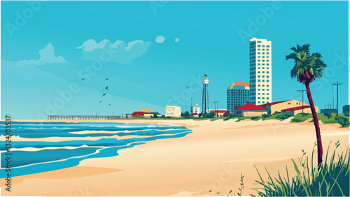Relaxing Day at South Padre Island, Texas .eps