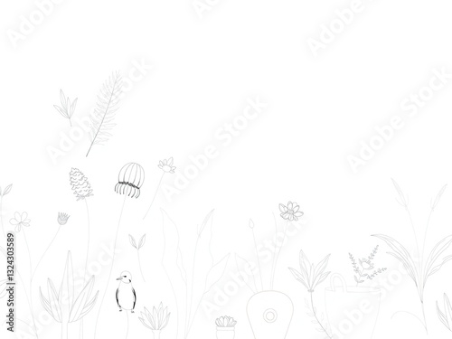 Wallpaper Mural Minimalist Garden Design Elements - Abstract Line Art Pattern Torontodigital.ca