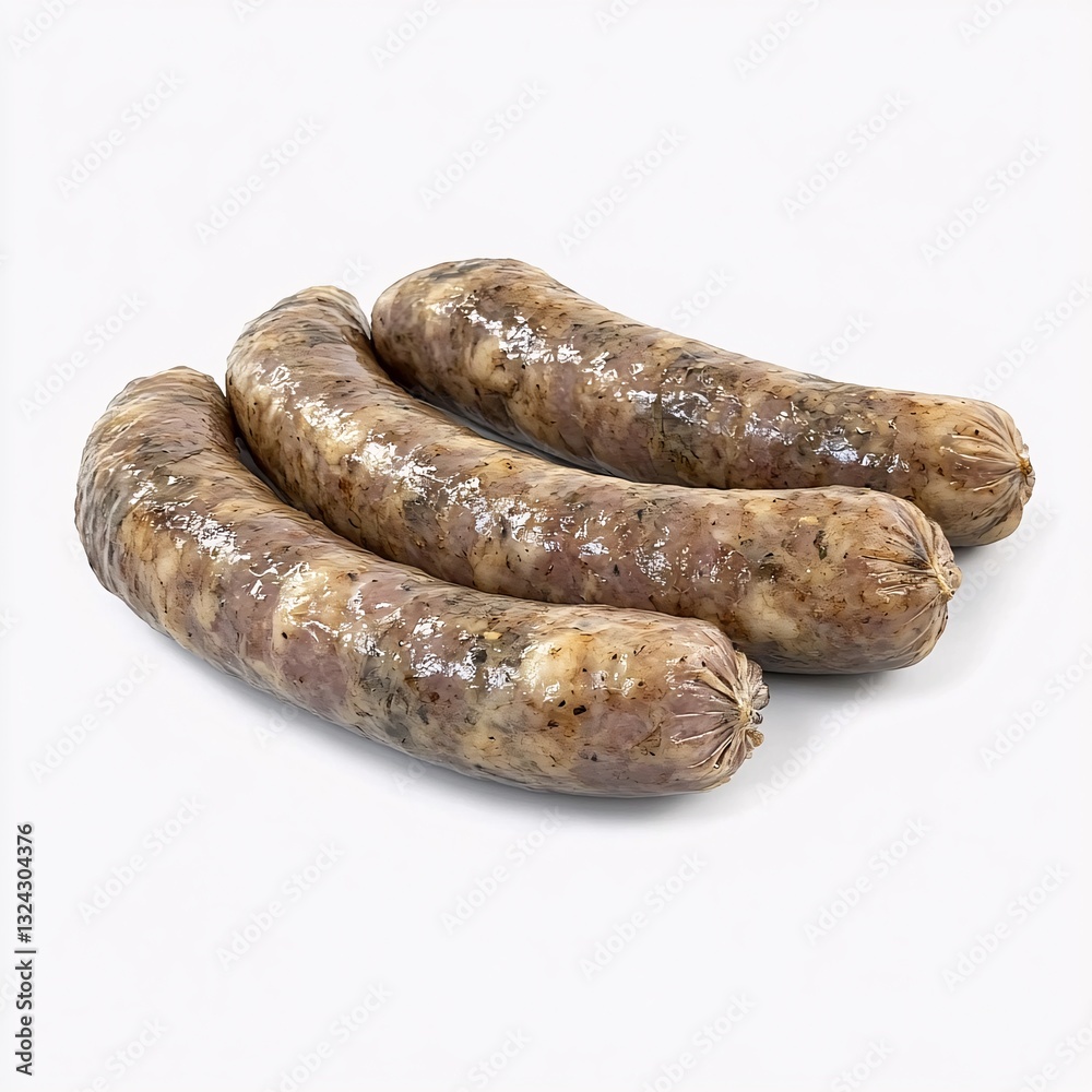 Grouping of Savory Sausages Displaying a Rich and Appetizing Presentation on Clean Backdrop Grouping of Savory Sausages Displaying a Rich and Appetizing Presentation on Clean Backdrop