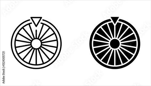 Wheel of fortune simple icon set, Lottery line icon on white background
