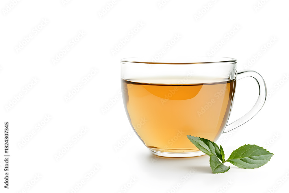 Glass cup of Green tea isolated on white background Glass cup of Green tea isolated on white background