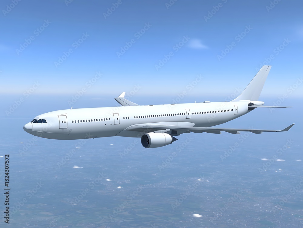 An airplane soaring through the clear blue sky above the clouds An airplane soaring through the clear blue sky above the clouds
