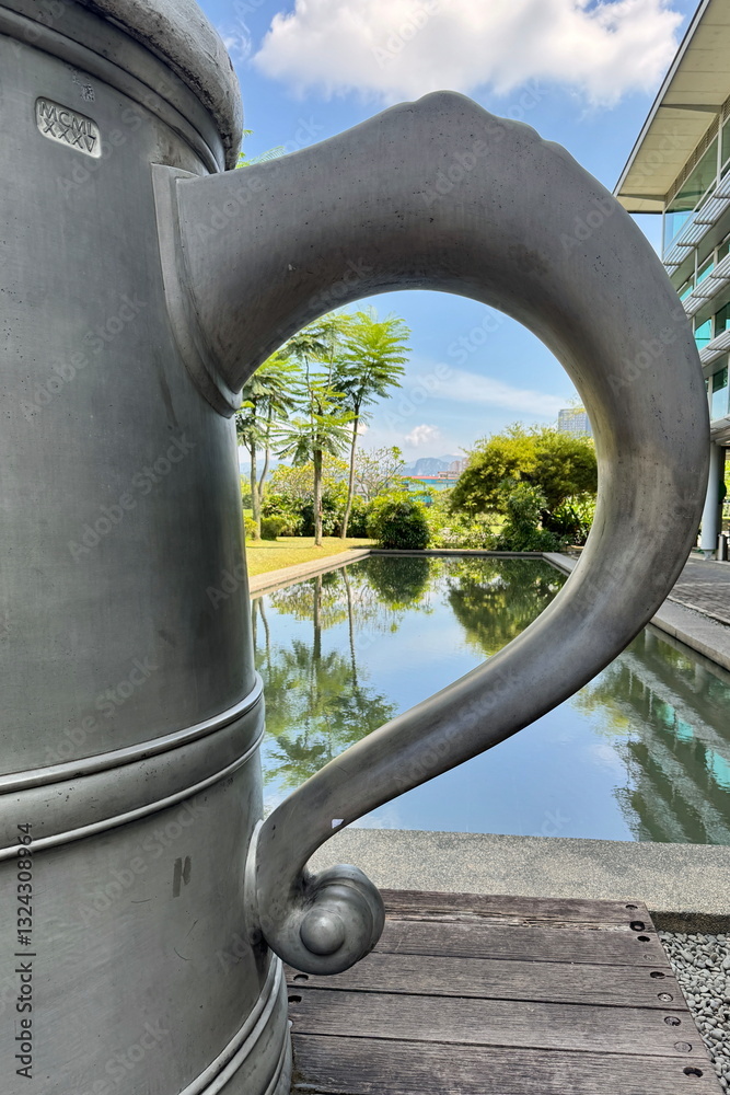 The view through the handle of pewter tankard at Royal Selangor Visitor Center in Malaysia