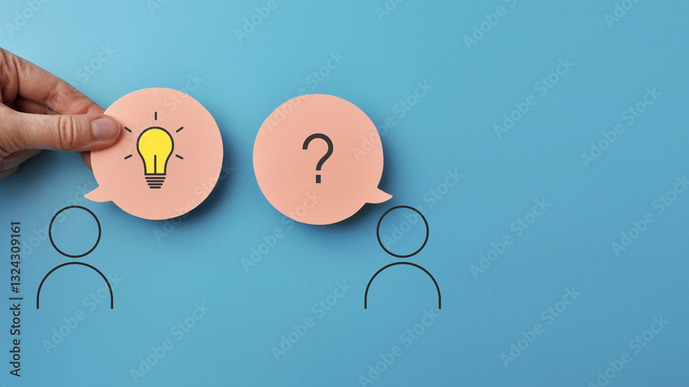 Naklejka premium A dialogue between two people. Questions and answers in the conversation