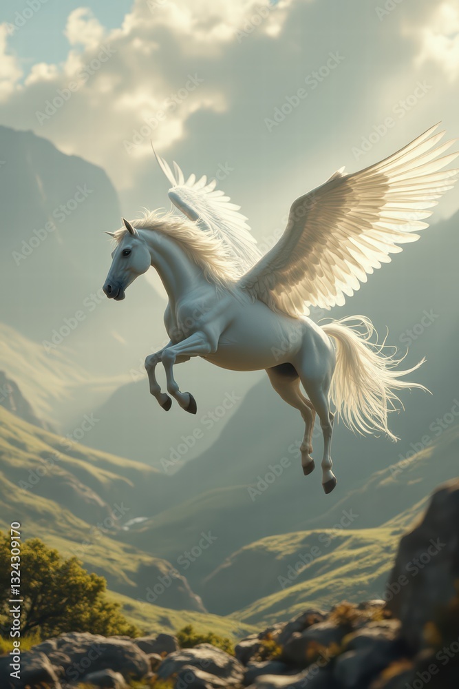 Fototapeta premium caballo volando con alas 