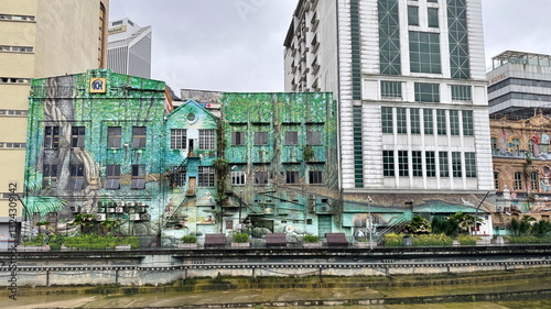 Photography Wall murals on the buildings along the rivers of life in Kuala Lumpur, Malaysia