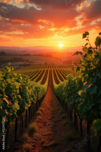 vineyard at sunset