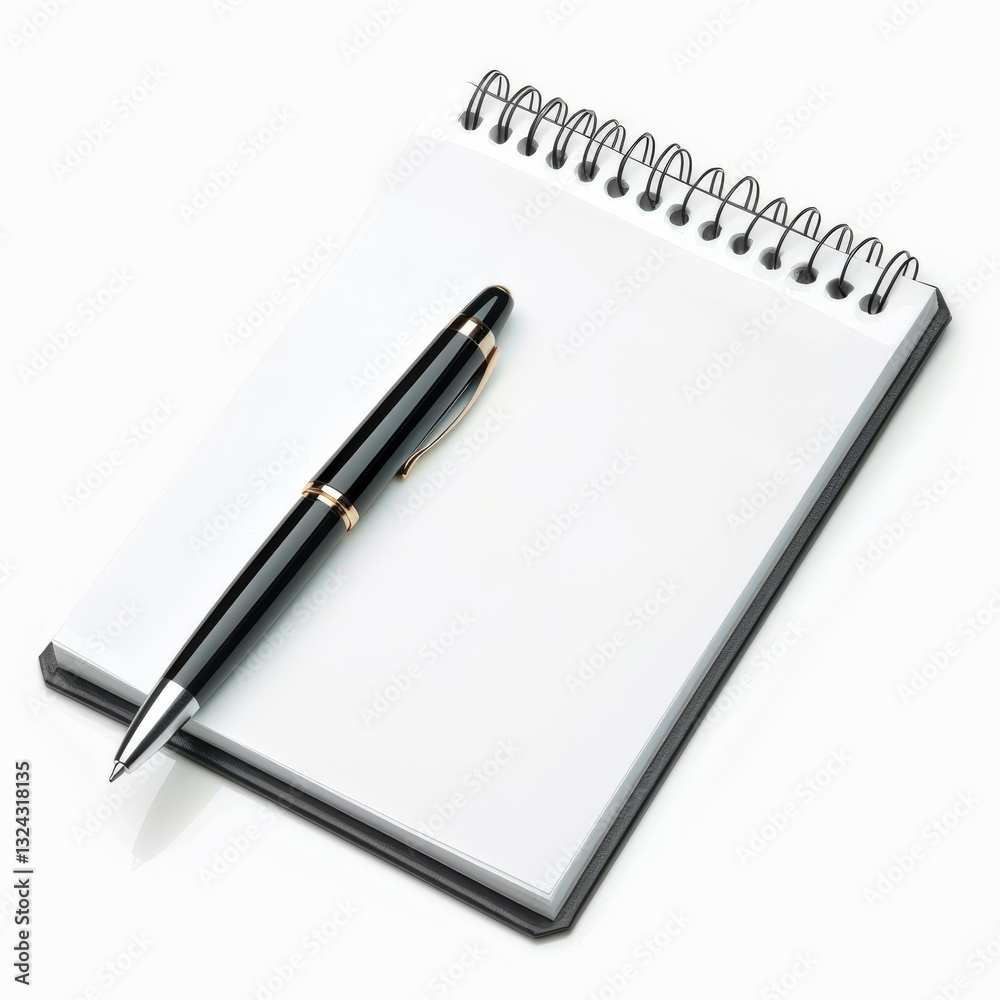 Blank Notebook and Pen on White Background for Creative Ideas Blank Notebook and Pen on White Background for Creative Ideas