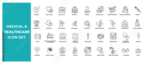 medical and health care icon set
