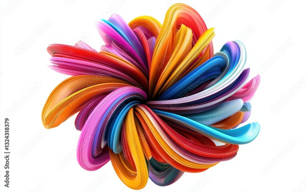 Naklejka premium Hyper-detailed dreamlike explosion of swirling colors, isolated on clear white background