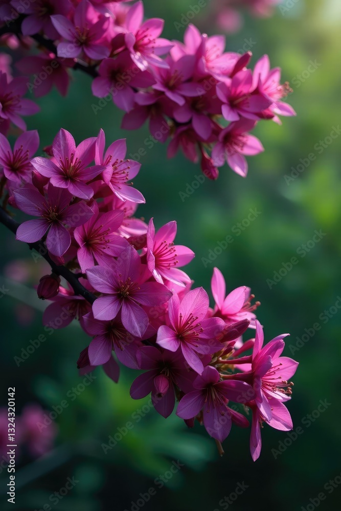 Obraz premium Branches covered in dark purple flowers of Erythrina fusca tree, foliage, flowering plant, blooming branches