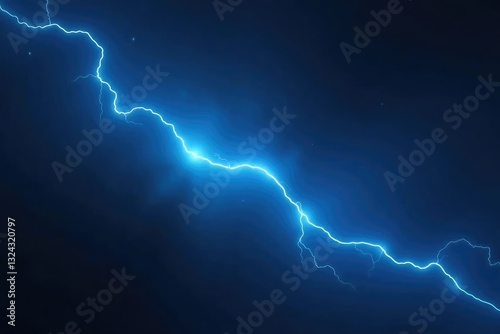 Bright streak of blue light in a dark atmosphere, electric discharge, ray, glowing strip