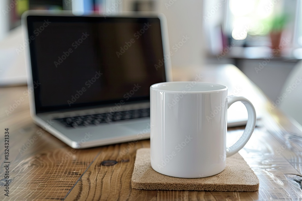high resolution of tasse ou mug blanc pos sur un bureau cot dun ordinateur portable high resolution of tasse ou mug blanc pos sur un bureau cot dun ordinateur portable