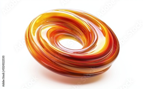 Dynamic swirling vortex with golden and red hues, isolated on clear white background