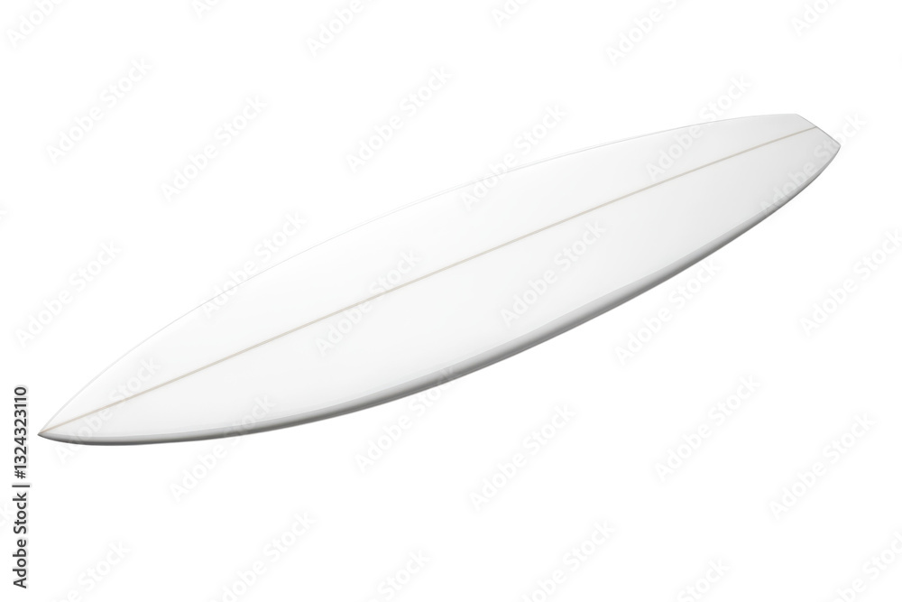 A sleek white surfboard rests elegantly against a minimalist backdrop, ready for action at the beach isolated on transparent background