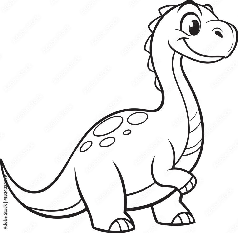 Fototapeta premium Line art coloring pages for kids for brain development. Dinosaur outline vector illustration and ready for print.