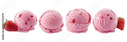 Strawberry ice cream scoops