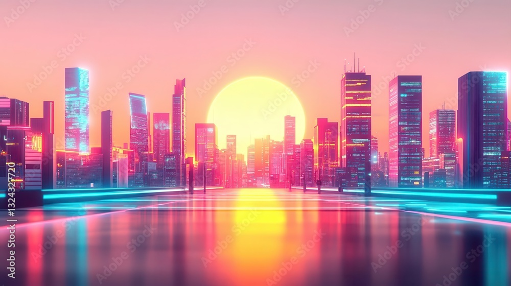 A neon cyberpunk city where AI and fintech banking systems control transactions A neon cyberpunk city where AI and fintech banking systems control transactions