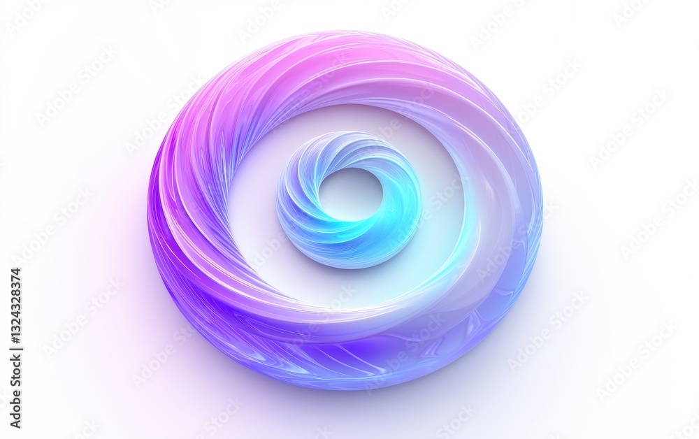 Radiant glowing spiral with intense blue and purple gradients, isolated on clear white background Radiant glowing spiral with intense blue and purple gradients, isolated on clear white background