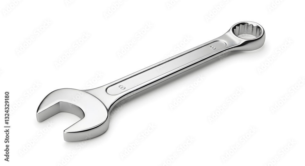 Close-up of Shiny Steel Wrench Tool Isolated on White Background Close-up of Shiny Steel Wrench Tool Isolated on White Background