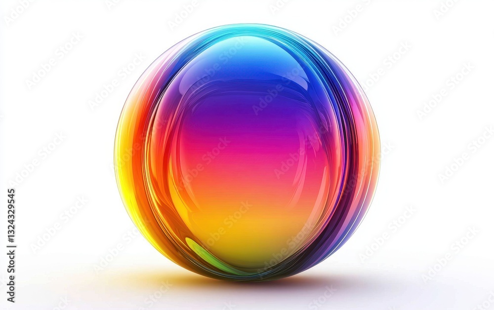 Obraz premium Luminous bubble texture blending into rainbow reflections, isolated on clear white background