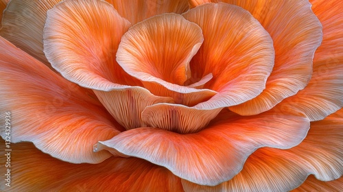 Orange flower close-up. Petals softly unfurl. Textured and layered nature