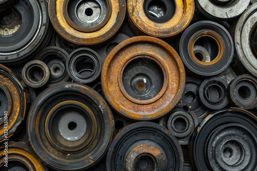 pixel perfect picture of Top view of various paronite gaskets