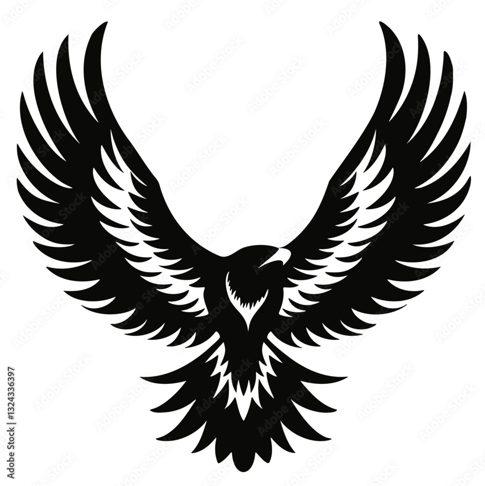 Fototapeta premium Detailed vector illustration of a bald eagle with wings spread wide, sharp talons extended, and beak open in an aggressive pose. Generative by Ai 
