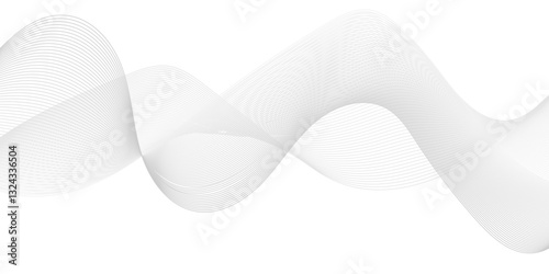 Dynamic minimal smoke sound line. Abstract glowing white blend line smooth flow soundwave curve energy gradient vector futuristic digital outline line science design.	