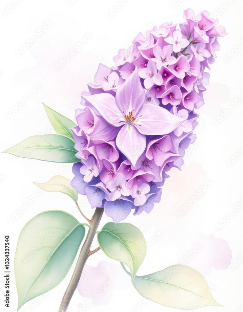 Obraz premium Watercolor illustration of purple flowers