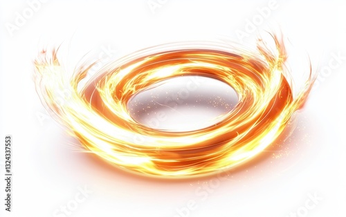 Radiant plasma swirl with intense energy and glowing trails, isolated on clear white background