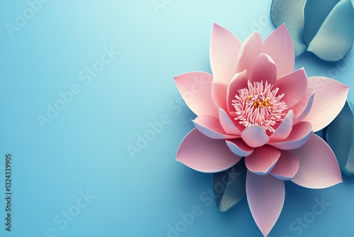 pink lotus flower on blue background 