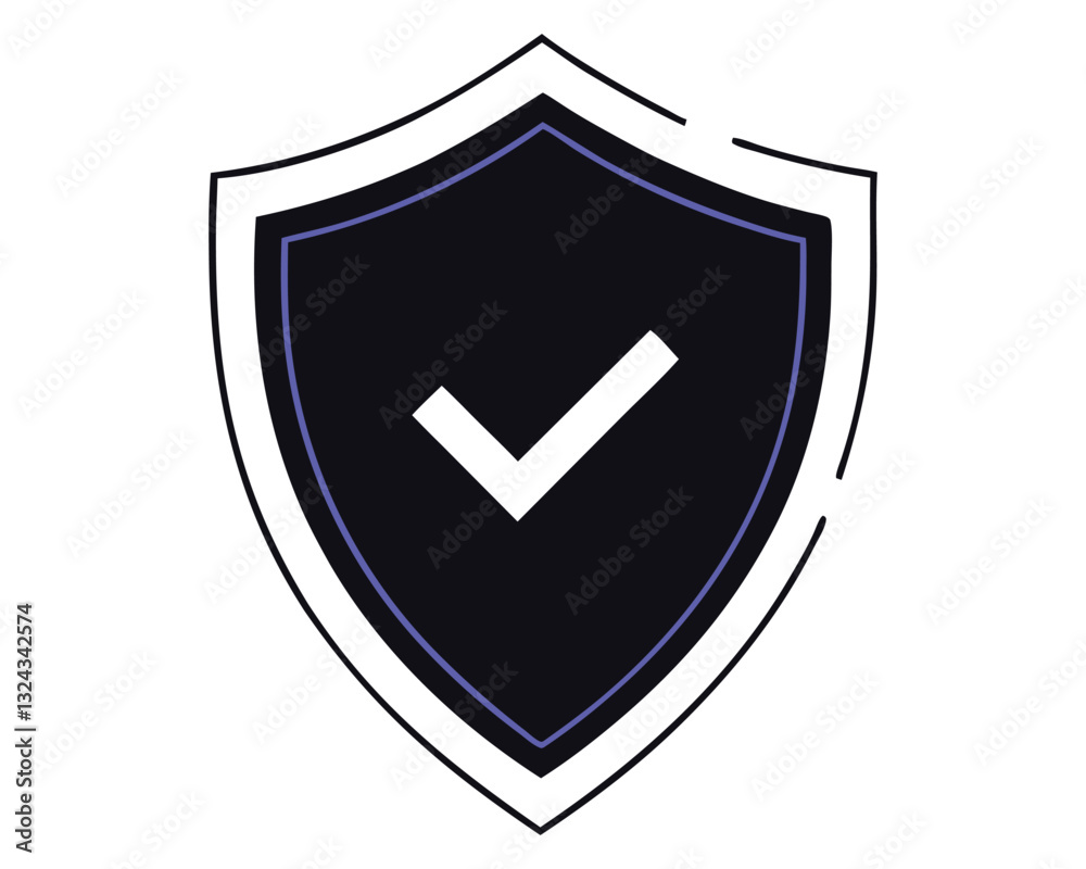 Dark Shield with Checkmark Icon - Security and Verification Symbol Dark Shield with Checkmark Icon - Security and Verification Symbol
